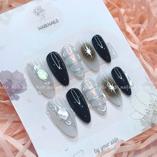 Nailbox y2k hoạ tiết tráng gương cá tính Nabi.nails [A127]