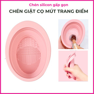 Chén silicon giặt cọ rửa cọ giặt mút trang điểm gấp gọn