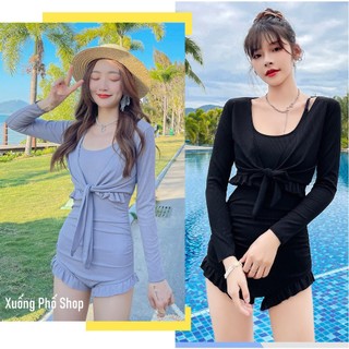 (Sẵn-Có ảnh thật) Bikini liền thân kèm áo khoác lửng #8218