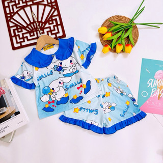 Đồ bộ bé gái mặc ngủ mặc nhà thun lanh 3D mềm mát co giãn 4 chiều in hình cute xinh xắn 13-21kg