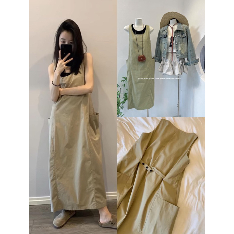 Váy sat nách nâu korea freesize [HÌNH THẬT]