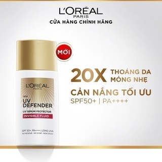 Kem chống nắng x20 thoáng da mỏng nhẹ L'Oreal Paris UV Defender Serum 50ml SPF 50++