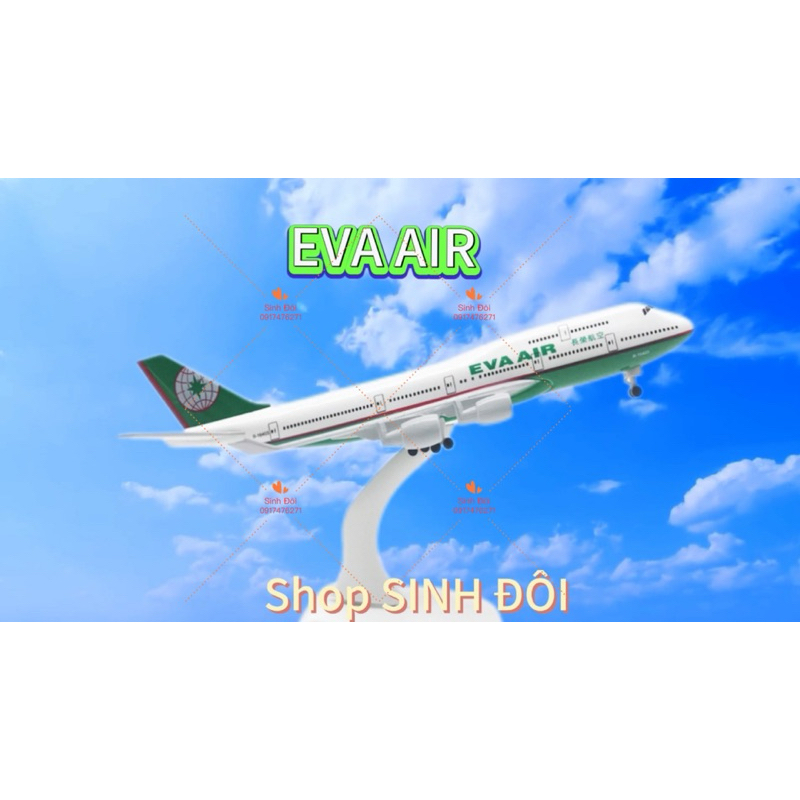 EVA AIR - moi hình mây bay kim loại dài 20cm - mô hình các hãng hàng không