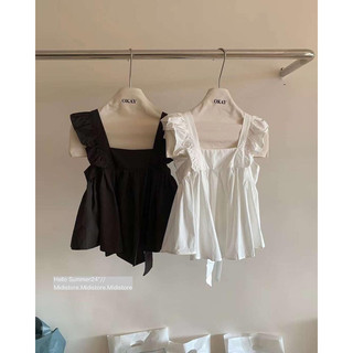 Áo bèo vai nơ sau vni - midistore