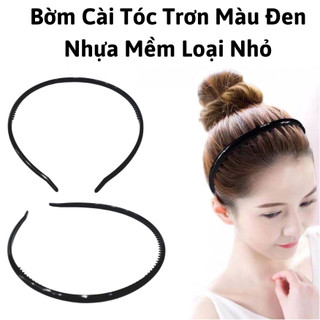 Bờm Cài tóc trơn màu đen nhựa mềm loại nhỏ Bền Đẹp.