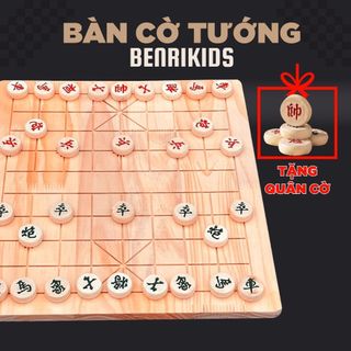 Bàn cờ tướng gỗ bản cao cấp benrikids - tặng quân cờ tướng bằng gỗ