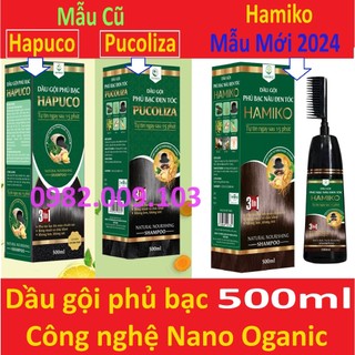Dầu gội phủ bạc Hapuco pucoliza Hamiko 500ml - Dầu gội nhuộm 3 màu: Nâu hạt dẻ, Nâu đen & Đen
