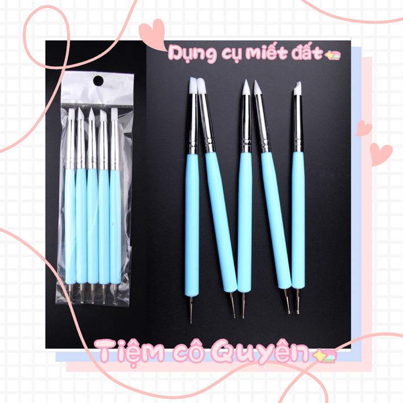 Dụng cụ nặn đất/5 cây xanh/ dụng cụ miết đất