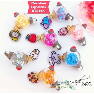 Móc khoá lightstick bts mini shaker bangtan treo balo, túi, trà sữa lấp lánh handmade