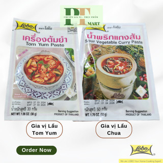 Gia vị Lẩu Thái Lobo - Có 2 vị: Gói Tom Yum 30gr / Gói Lẩu chua 50gr -->