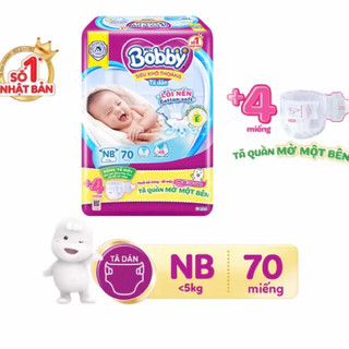 Tã/bỉm dán bobby lõi nén cotton-soft nb70/s80/m76 mới