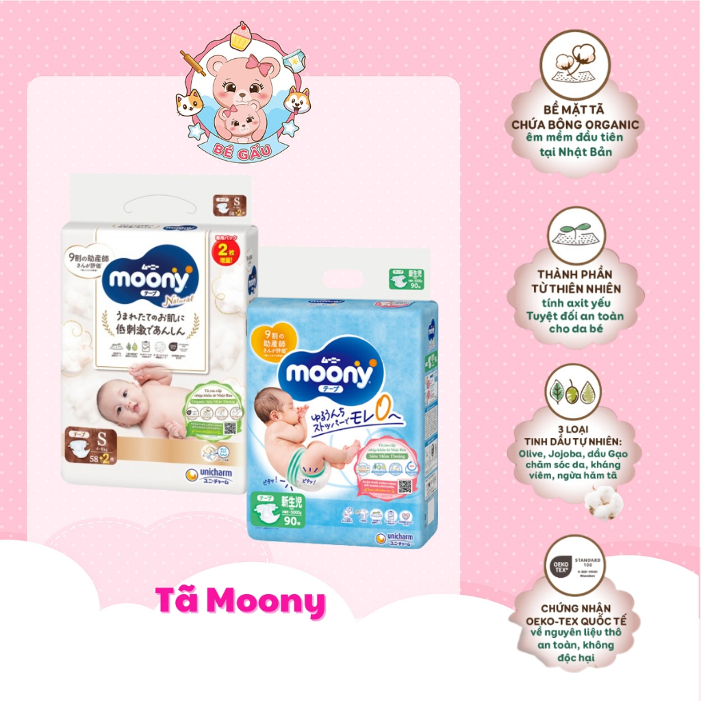 Bỉm/tã Moony Natural/ Moony Blue nhập khẩu chính hãng