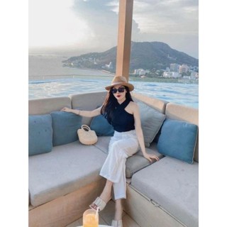 Áo Dây yếm thun gân thun cotton thun nữ xinh xắn đen trắng gợi cảm hot tren mẫu mã đẹp yêu thích tính