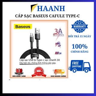 Dây sạc type c chính hãng baseus cafule sạc nhanh 3a/18w cáp sạc type c cho samsung/oppo