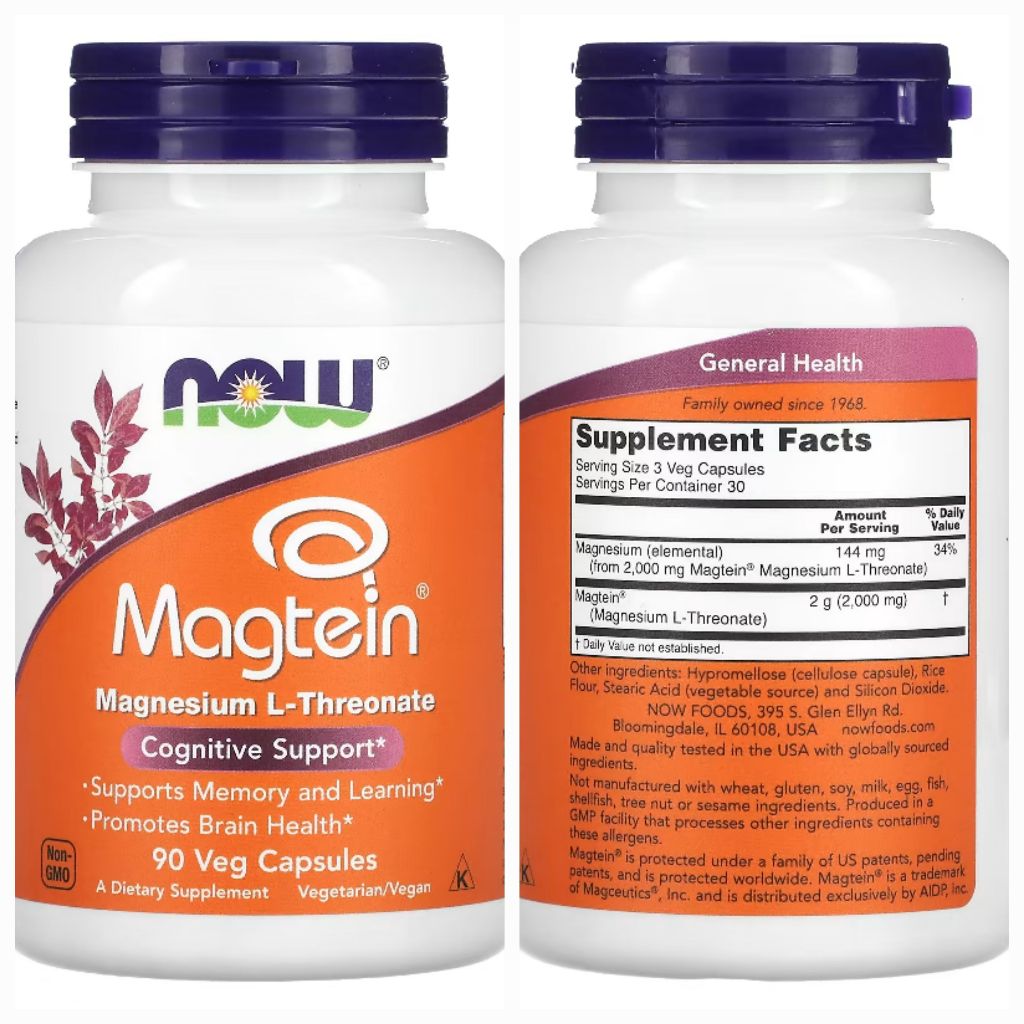 Viên uống ngủ ngon Magtein now- Magnesium threonate giảm stress cải thiện giấc ngủ, sinh lý, tâm trạng, xương chắc khỏe