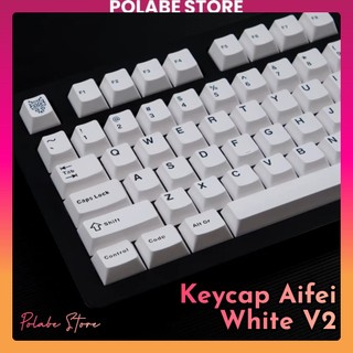 Keycap Black on White Keycap Aifei White Cherry profile PBT bàn phím cơ Polabe Store