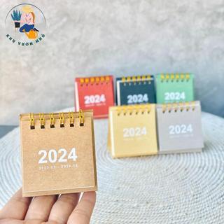 Lịch để bàn mini giấy craft decor, trang trí để bàn, Lịch 2024