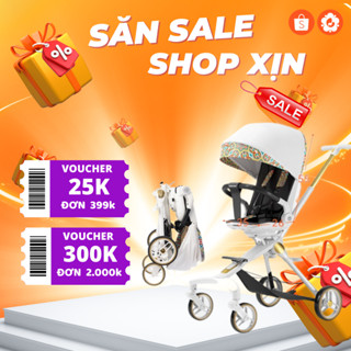 Xe đẩy 2 chiều gấp gọn cao cấp V9 BABYVOVO màu trắng cho bé từ 0-6 tuổi bảo hành 1 năm
