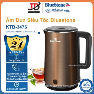 Ấm đun siêu tốc bluestone ktb-3476, 2 lớp inox dầy dặn 1.7lit - 1800w, hàng chính hãng