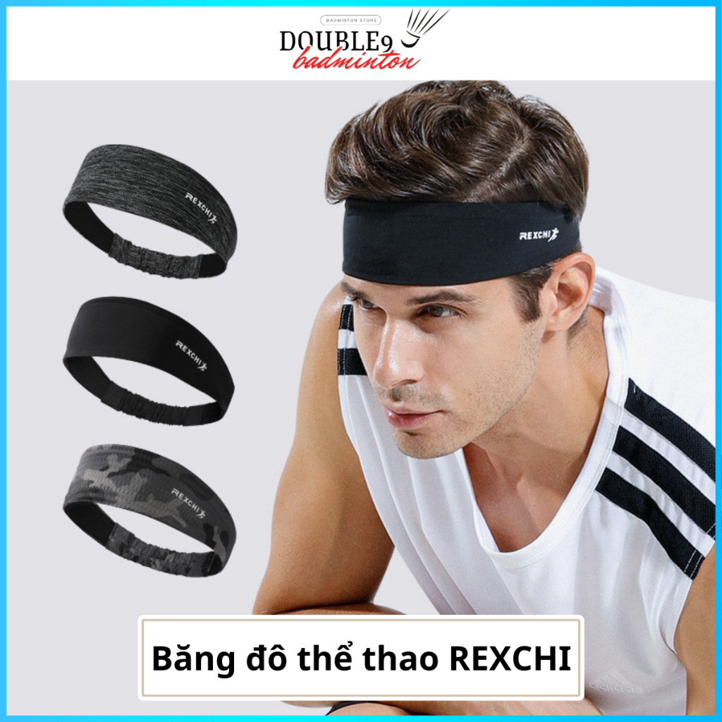 Băng đô thể thao nam cầu lông tập gym đá banh chạy bộ cao cấp băng đầu REXCHI R03