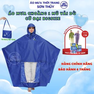 Áo Mưa Choàng Siêu To ❣️FREESHIP❣️ Áo Mưa Sơn Thủy Trùm Toàn Thân Bigsize Vải Dù Mũ To - K7D