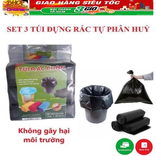 Túi rác tự phân hủy đủ các size. Túi 3 cuộn (1kg)