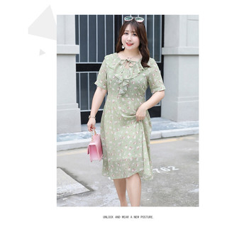 Đầm voan hoa xanh big size dự tiệc du lịch size 60-70kg