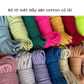 Bó 10 mét dây dệt tim có lõi màu làm handmade/thắt túi/macrame