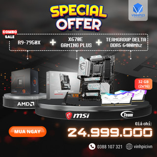 Combo amd x670e gaming plus wifi + r9 7950x + ram teamgroup delta rgb ddr5 32gb 6400mhz ddr5