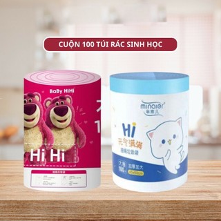 Túi đựng rác có dây kéo gấu dâu loại siêu dày dai chắc chắn, túi đựng rác có dây rút