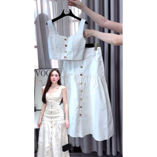 SK52 Set Áo Dây Croptop Chân Váy Dài