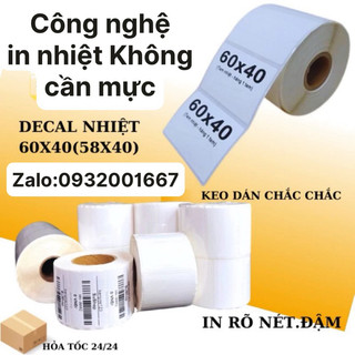 Giấy in tem nhiệt khổ 58x40 - 60x40 - decal in tem nhãn phụ - tem cân điện tử- nội thất