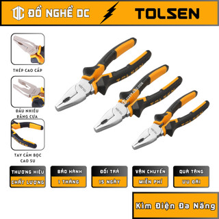 Bộ kìm điện, kềm điện đa năng 6"160mm 7"180mm 8"200mm 10000 10001 10002 tolsen dùng để kẹp, cắt, tuốt và xoắn dây điện