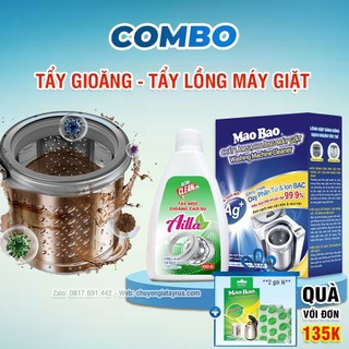Combo Máy Giặt Sạch: Vệ Sinh Tẩy Lồng Giặt & Tẩy Gioăng Cao Su Máy Giặt Cửa Ngang, Máy Giặt Cửa Trên, Sạch Bùn Đất, Mốc