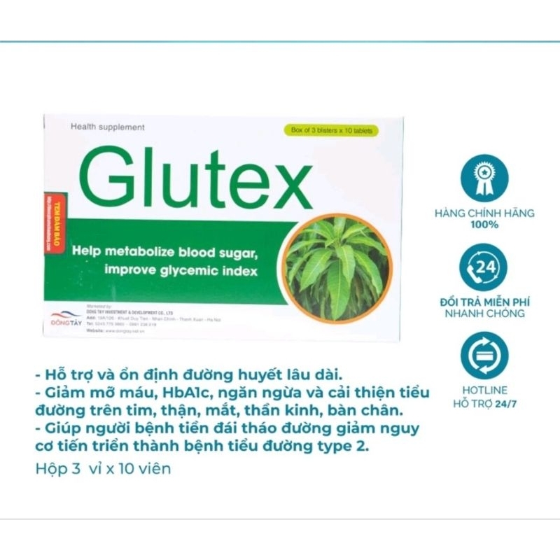 Glutex - giúp hạ đường huyết, kiểm soát đường huyết và ngăn ngừa biến chứng đái tháo đường