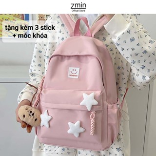 Balo nữ đi học tặng kèm móc khóa và stick ngôi sao Zmin, đựng vừa laptop 13inch, A4 - Z006
