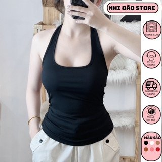Áo yếm cổ U ôm body gợi cảm, áo cúp ngực dáng dài hở lưng màu basic phối đồ dễ thương sexy (có hình thật)-AXN58
