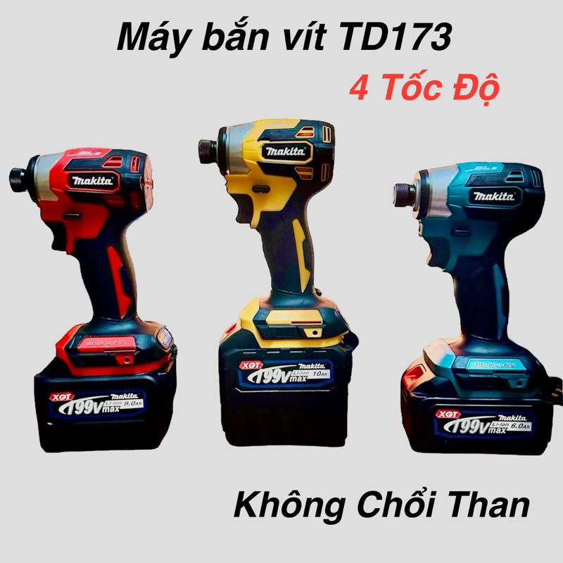 Máy bắn vít Makita TD173, máy vặn vít 5 tốc độ - Loại 1, Động cơ lõi đồng không chổi than