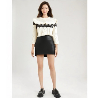 Zara Đức - Áo len sale auth new tag cao cấp chính hãng phối ren thêu bèo vai vặn thừng kid trắng 1473/707