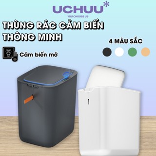 [Kèm Sạc] Thùng Rác Thông Minh Cảm Ứng Uchuu Thùng Rác Có Nắp Tự Động Nhà Vệ Sinh Nhà Bếp