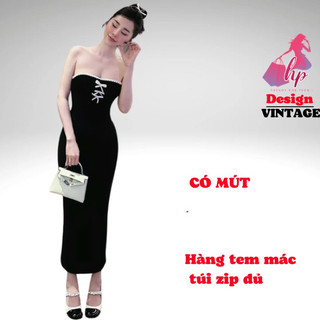 Đầm body maxi ống cúp ngực phối nơ có mút, váy nữ dáng dài ôm body tôn dáng G333