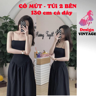 Đầm hai dây xoè, váy body phối thân dáng xoè tiểu thư chảnh dự tiệc noel tết VD344 -HMD