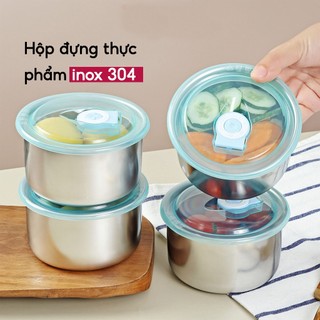 Hộp đựng thực phẩm tủ lạnh Inox gia dụng thông minh, An Toàn Sức Khoẻ Hộp đựng thức ăn dùng được cho lò vi sóng