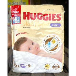 Miếng lót sơ sinh NB1 Huggies 108 miếng + 9 miếng:Chính Hãng