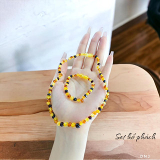  Set vòng cổ và vòng tay hổ phách cho bé yêu 