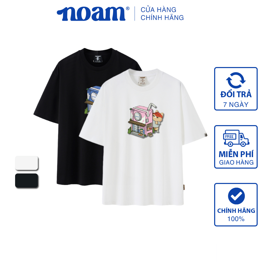 Áo thun Form rộng NOAM Milky 100% Cotton 280GSM - Màu Đen/ Trắng