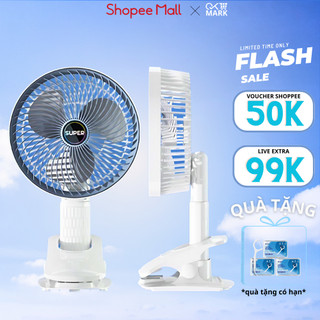 (Loại 1)Quạt Tích Điện Để Bàn Super Gấp Gọn, Quạt Kẹp Bàn 3 Tốc Độ Gió Siêu Mát Có Giá Đỡ Điện Thoại