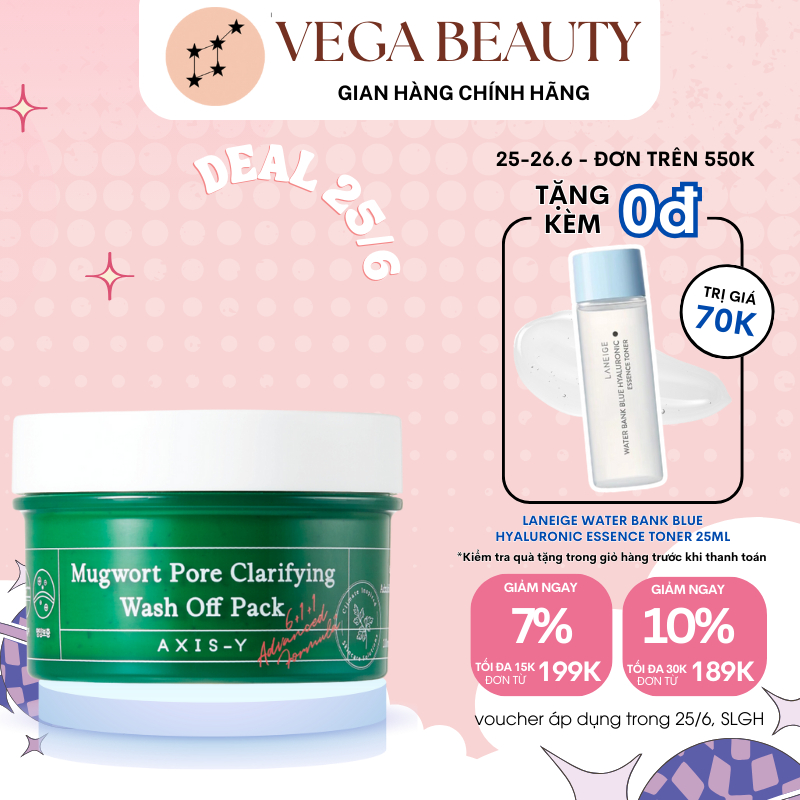 [Tem Phụ] Mặt nạ đất sét AXIS-Y Mudwort Pore Clarifying Wash Off Pack 100ml làm sạch sâu, kiềm dầu, 