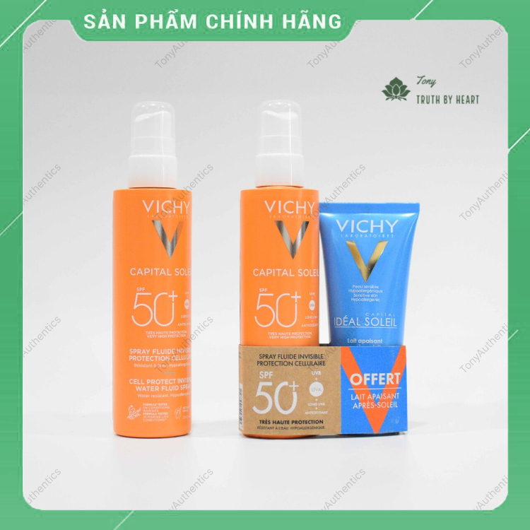 [Mẫu mới nhât] Xịt Chống Nắng Vichy Capital Soleil SPF50+ 200ml dùng cho mặt và body