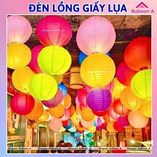 Đèn lồng giấy lụa tròn treo trang trí trung thu, đèn lồng tròn treo trang trí tết phong cách nhật bản